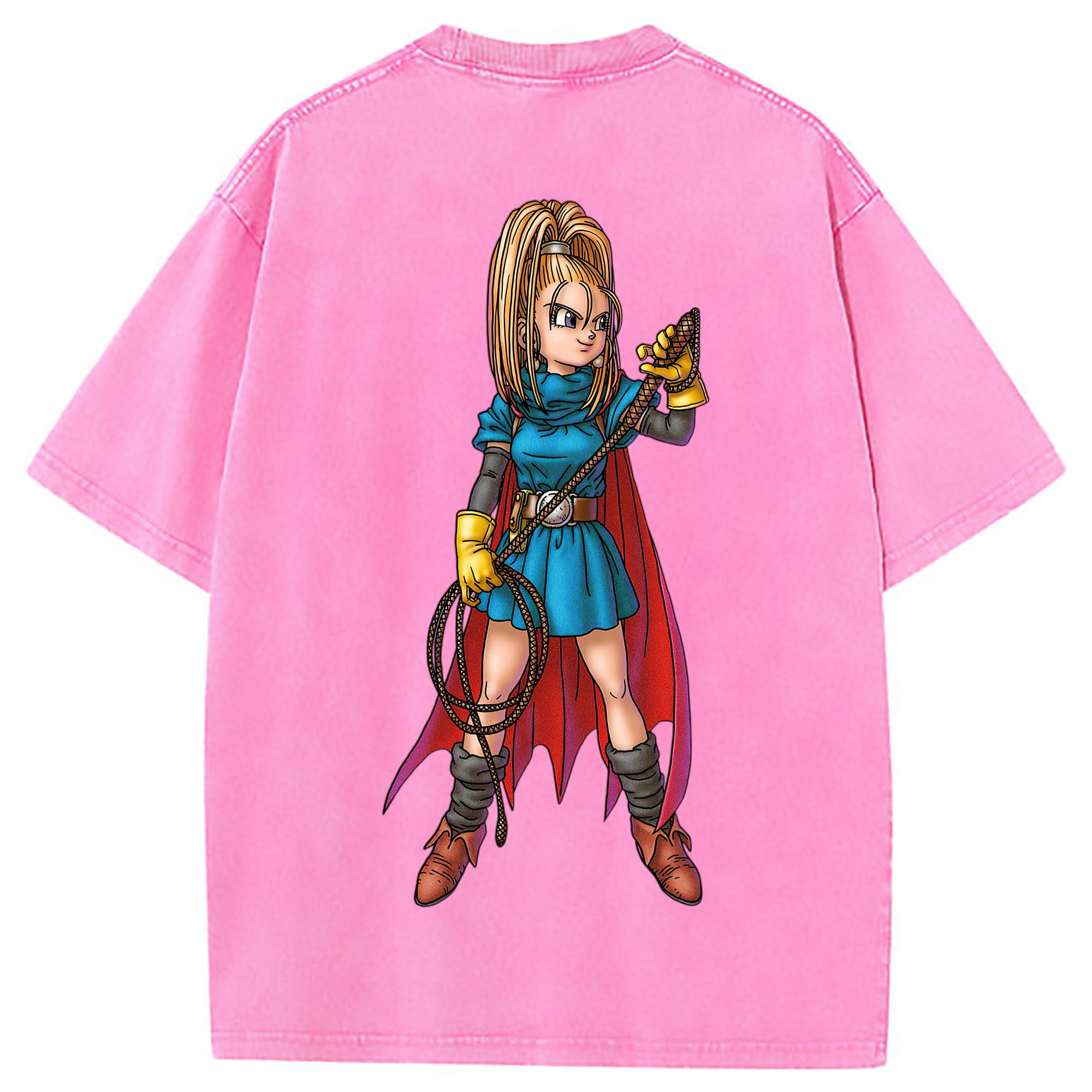 （画像用） ドラゴンクエスト Doragon Kuesuto Dragon Quest 綿100% ヴィンテージ風 半袖Tシャツ（背面プリント）